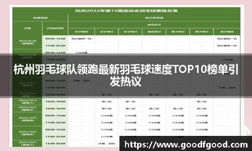 杭州羽毛球队领跑最新羽毛球速度TOP10榜单引发热议
