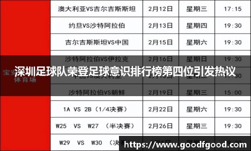 深圳足球队荣登足球意识排行榜第四位引发热议